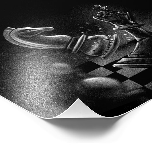 Dramatische Chess Monochrom Foto Afdruk (Hoek)