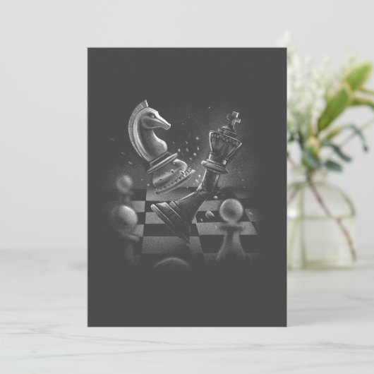 Dramatische Chess Monochrom Kaart (Staand voorkant)