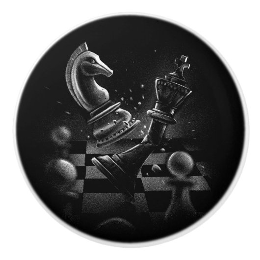 Dramatische Chess Monochrom Keramische Knop (Voorkant)