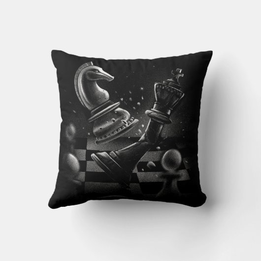 Dramatische Chess Monochrom Kussen (Achterkant)