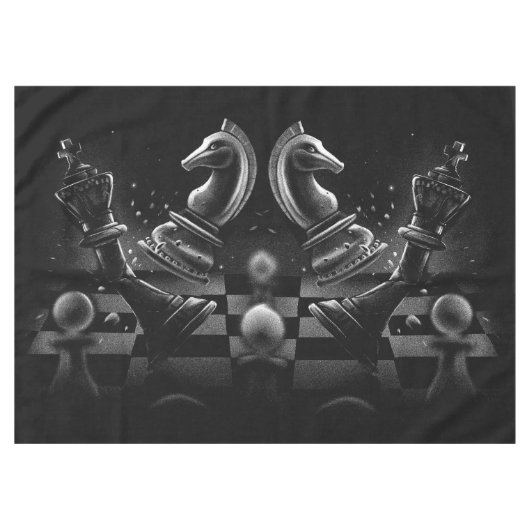 Dramatische Chess Monochrom Tafelkleed (Voorkant (Horizontaal))