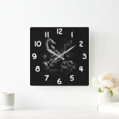 Dramatische Chess Monochrom Vierkante Klok (Huis)