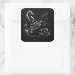 Dramatische Chess Monochrom Vierkante Sticker