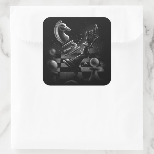 Dramatische Chess Monochrom Vierkante Sticker (Tas)