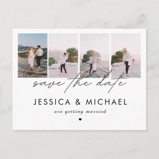 Dramatische Chic Script 4 Foto collage sparen de D Briefkaart (Voorkant)