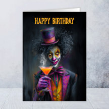 Dramatische Circus Clown Verjaardagskaart