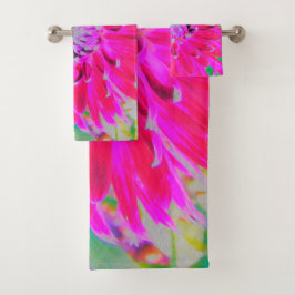 Dramatische Crimson Red en Pink Dahlia Flower Bad Handdoek