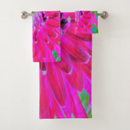 Dramatische Crimson Red en Pink Dahlia Flower Bad Handdoek