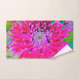Dramatische Crimson Red en Pink Dahlia Flower Handdoek