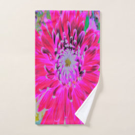 Dramatische Crimson Red en Pink Dahlia Flower Handdoek