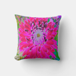 Dramatische Crimson Red en Pink Dahlia Flower Kussen