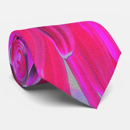 Dramatische Crimson Red en Pink Dahlia Flower Stropdas (Opgerold)