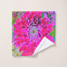 Dramatische Crimson Red en Pink Dahlia Flower Washandje