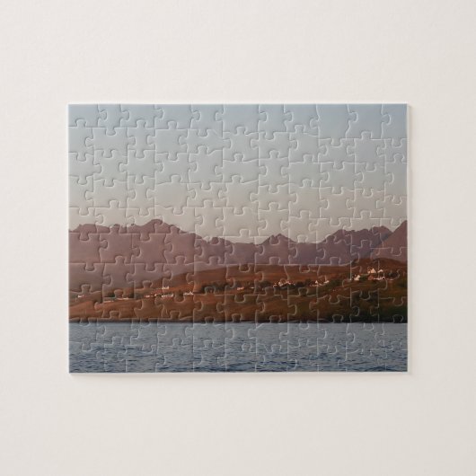 Dramatische Cuillin Hills Rode Lucht Avondrood Eil Legpuzzel (Horizontaal)