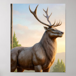 Dramatische Dierkunst: Robuuste Rendierportret Poster