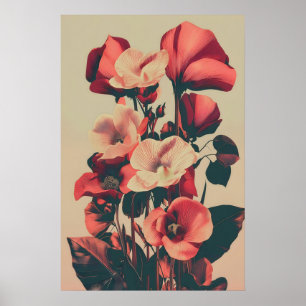 Dramatische donkere hibiscus kunst - Vintage bloem Poster