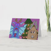 Dramatische Draak en de Kerstkaart van het Rendier Feestdagen Kaart (Voorkant)