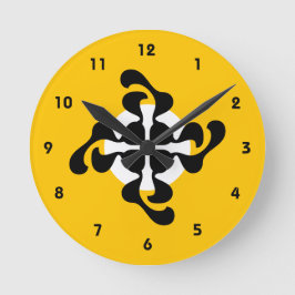 Dramatische dubbele Q gespiegeld Modern geel zwart Ronde Klok