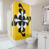 Dramatische dubble Q gespiegeld Modern geel zwart Douchegordijn (In situ)