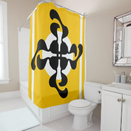 Dramatische dubble Q gespiegeld Modern geel zwart Douchegordijn