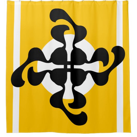 Dramatische dubble Q gespiegeld Modern geel zwart Douchegordijn (Voorkant)