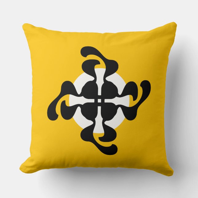 Dramatische dubble Q gespiegeld Modern geel zwart Kussen (Voorkant)