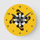 Dramatische dubble Q gespiegeld Modern geel zwart Ronde Klok (Voorkant)