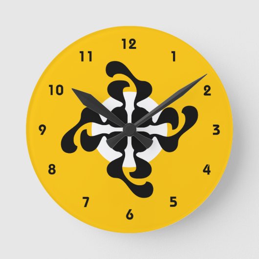 Dramatische dubble Q gespiegeld Modern geel zwart Ronde Klok (Voorkant)