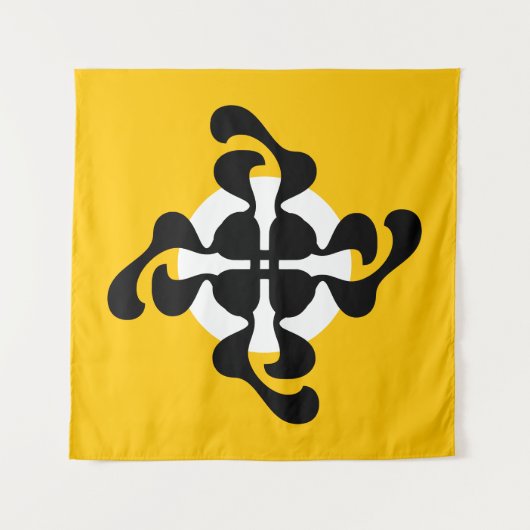 Dramatische dubble Q gespiegeld Modern geel zwart Wandkleed (Voorkant)