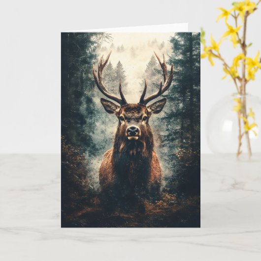 Dramatische elanden in de Bossen Kaart (Gele Bloem)