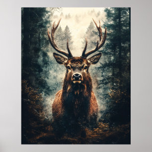 Dramatische elanden in de Bossen Poster
