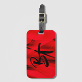 Dramatische Elegant Red Black Abstract Monogrammen Bagagelabel (Voorkant (verticaal))