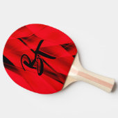 Dramatische Elegant Red Black Abstract Monogrammen Tafeltennisbatje (Zijkant)