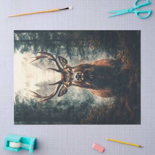 Dramatische Elk in de Bossen Decoupage Tissuepapier (Craft)