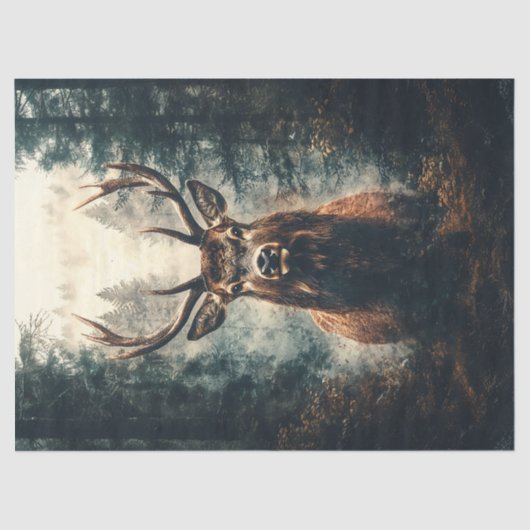 Dramatische Elk in de Bossen Decoupage Tissuepapier (Voorkant)