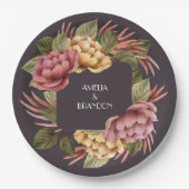 Dramatische Floral Couples Wedding Shower Papieren Bordje (Voorkant)