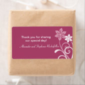 Dramatische Floral Swirls Wedding Labels, Fuchsia Etiket (Insitu)