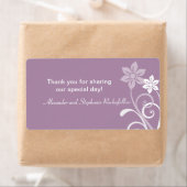 Dramatische Floral Swirls Wedding Labels, Paars Etiket (Insitu)