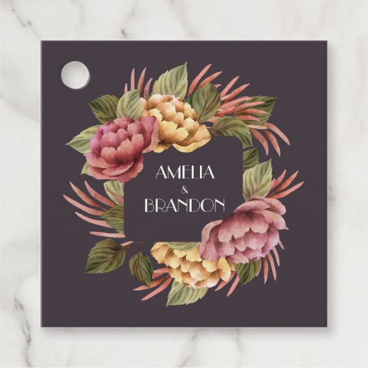 Dramatische Floral Wedding Bedankjes Labels (Voorkant)