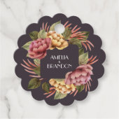 Dramatische Floral Wedding Favor Labels (Voorkant)