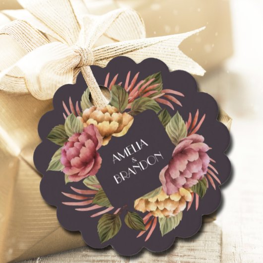 Dramatische Floral Wedding Favor Labels
