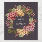 Dramatische Floral Wedding Wijn Etiket (Enkel label)