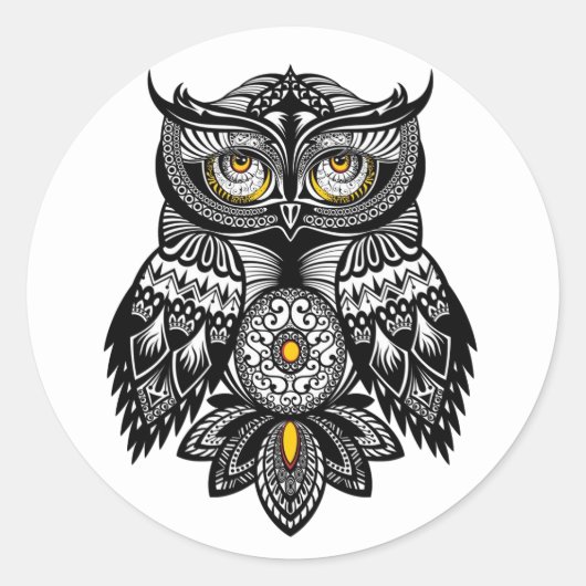 Dramatische Gedistilleerde Uil Envelop Afdichtinge Ronde Sticker (Voorkant)