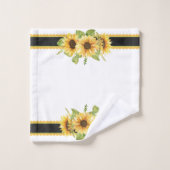 Dramatische gele zonnebloemen op zwart & wit bad handdoek (Wasdoekje)