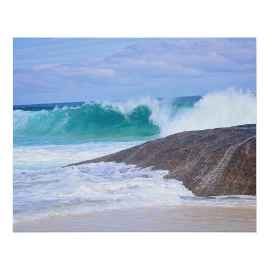 Dramatische Giant Waves Rocks Seascape Foto Perfect Poster (Voorkant)