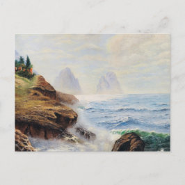 Dramatische golven slaan op een rotsachtige kust briefkaart
