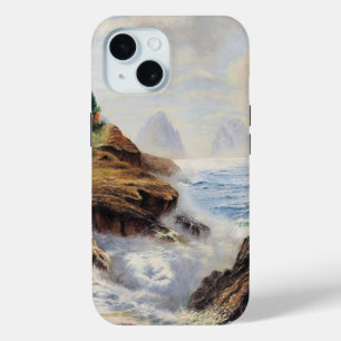 Dramatische golven slaan op een rotsachtige kust iPhone 15 case