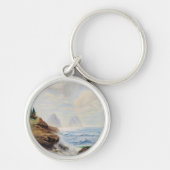 Dramatische golven slaan op een rotsachtige kust sleutelhanger (Voorkant)