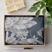 Dramatische Grote Florals Dusty Grey op de diepzee Tissuepapier (Geschenk)