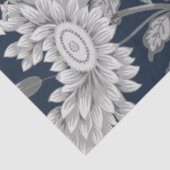 Dramatische Grote Florals Dusty Grey op de diepzee Tissuepapier (Detail)